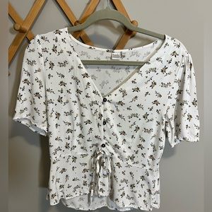 TWIK white blouse with adorable flowers size small